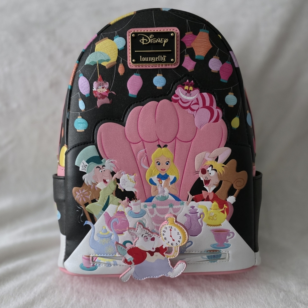 Disney x Loungefly Alice in Wonderland Tea Party Mini Backpack - Black Pink
